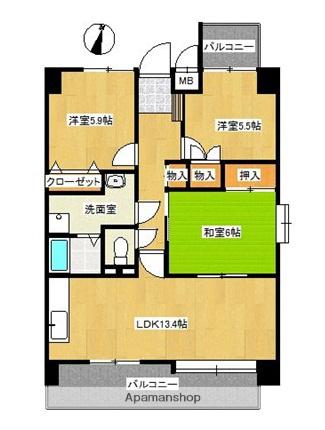 クレバー今宿A棟(3LDK/5階)の間取り写真