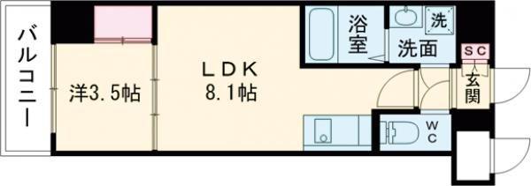 LIVIAZ KOBE LAMER(1LDK/1階)の間取り写真