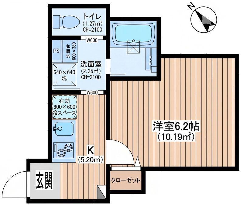 WELLZ西生田(1K/3階)の間取り写真