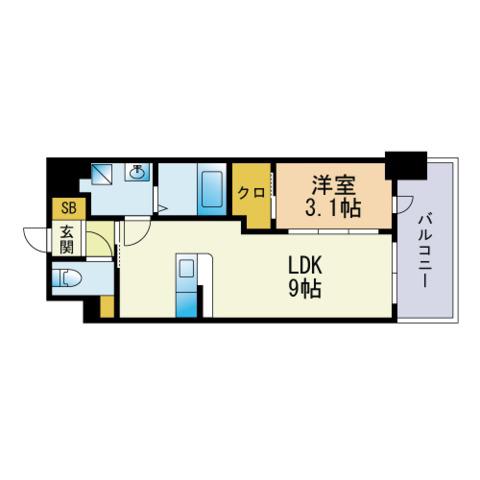 MODERN PALAZZO 大濠公園Ⅱ(1LDK/9階)の間取り写真