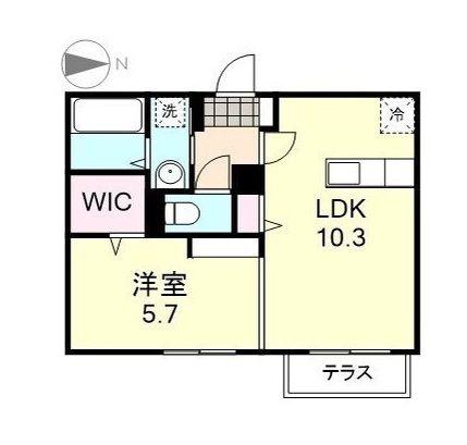 オアゾ北畝(1LDK/1階)の間取り写真
