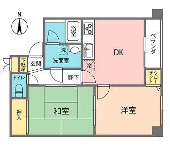 ハピネスMARUKOI(2DK/3階)の間取り写真
