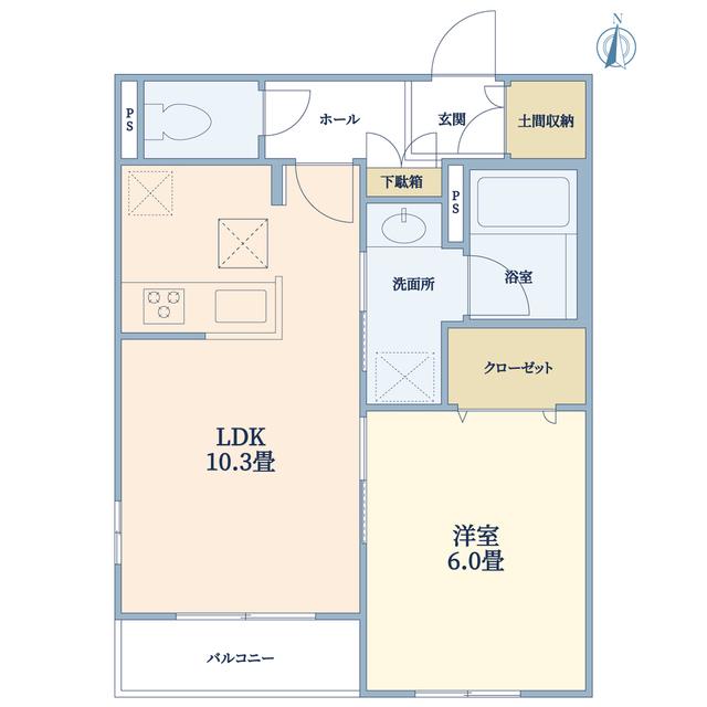 CASA自由が丘(1LDK/1階)の間取り写真