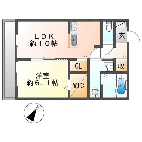 MAURUURU(1LDK/2階)の間取り写真