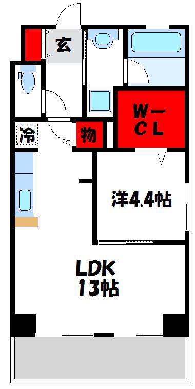 アヴェニール新宮(1LDK/2階)の間取り写真