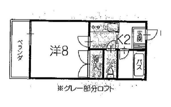 ボンジュール横浜C(1K/2階)の間取り写真