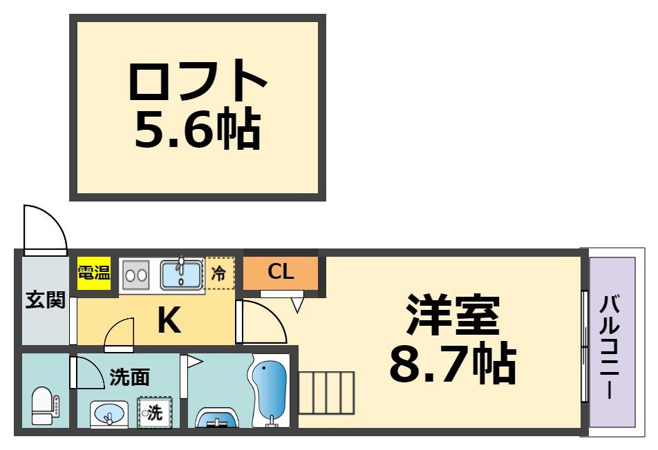 バルゴツヴァイ(1K/2階)の間取り写真