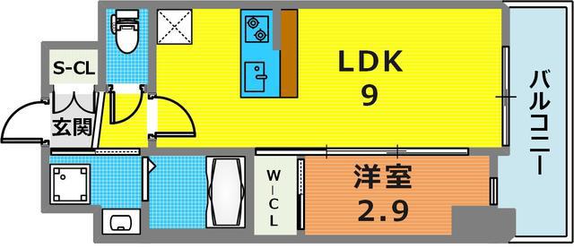スワンズシティ神戸湊川II(1LDK/13階)の間取り写真
