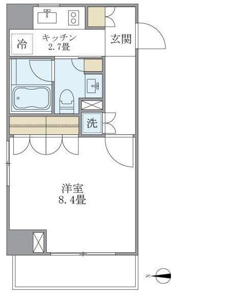 BRILLIA IST 白金高輪(1K/8階)の間取り写真