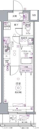 クレヴィスタ浅草(1K/2階)の間取り写真