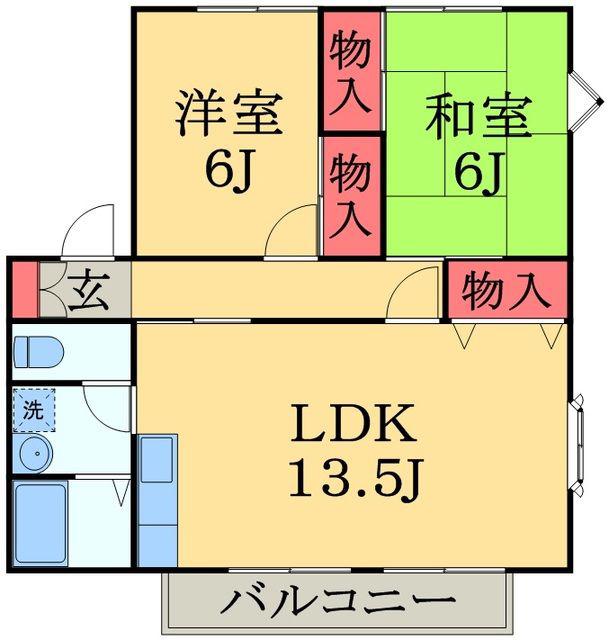 ユーロアベニュー四街道A(2LDK/1階)の間取り写真