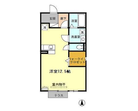 リビングタウン小倉町(ワンルーム/1階)の間取り写真