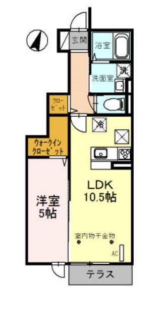 ヴィルヌーヴ(1LDK/1階)の間取り写真