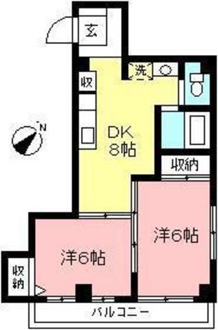 ヴィラビアンカ山佐I(2DK/2階)の間取り写真
