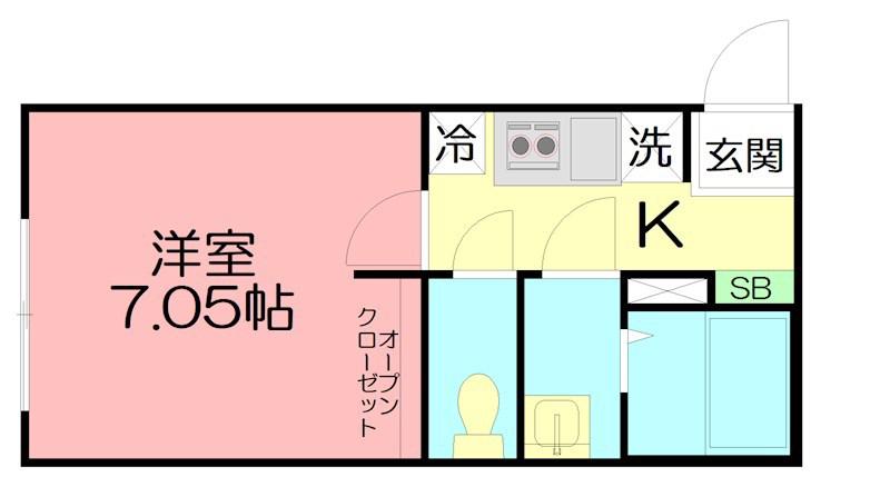 カインドネス辻堂ノース(1K/1階)の間取り写真