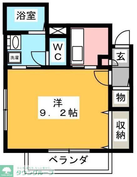グリーンカーサ(1K/2階)の間取り写真