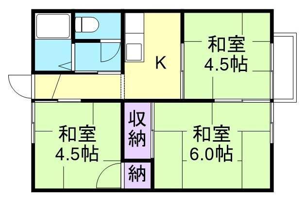 ハイツ松本(3K/2階)の間取り写真
