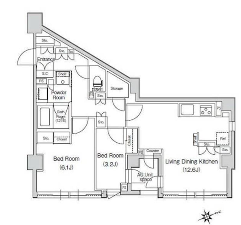 スタイリオ元住吉II(2LDK/4階)の間取り写真