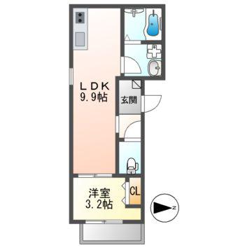 LE COCON 江南III(1LDK/1階)の間取り写真