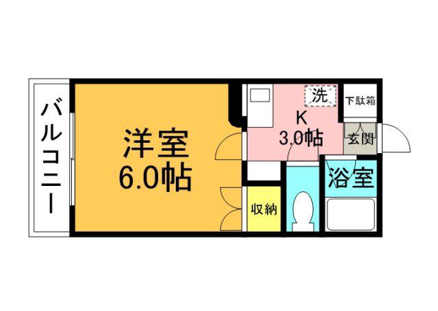 ロアール上天満(1K/4階)の間取り写真
