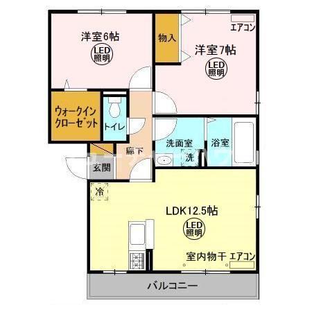 大黒屋 九番館(2LDK/2階)の間取り写真
