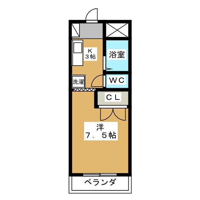 プリムローズヒル(1K/2階)の間取り写真