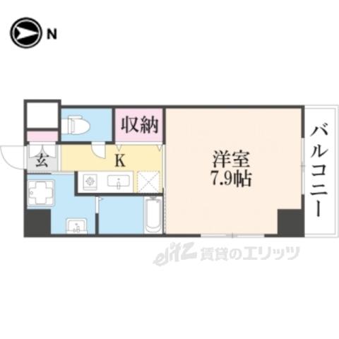 河原町ビル(1K/8階)の間取り写真
