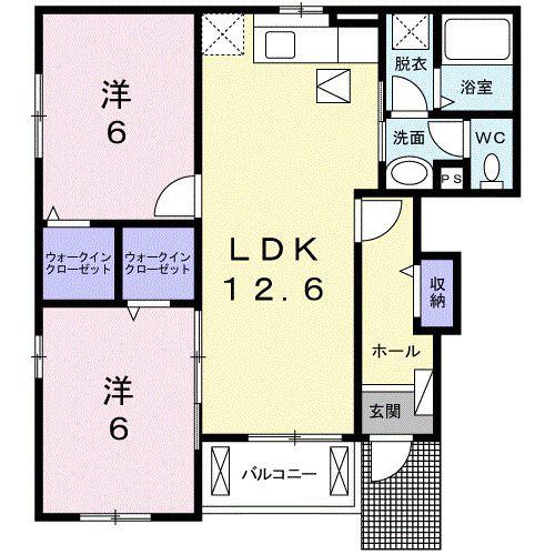 フレッサ(2LDK/1階)の間取り写真