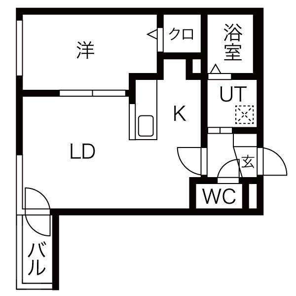 FIRST・LL(1LDK/1階)の間取り写真