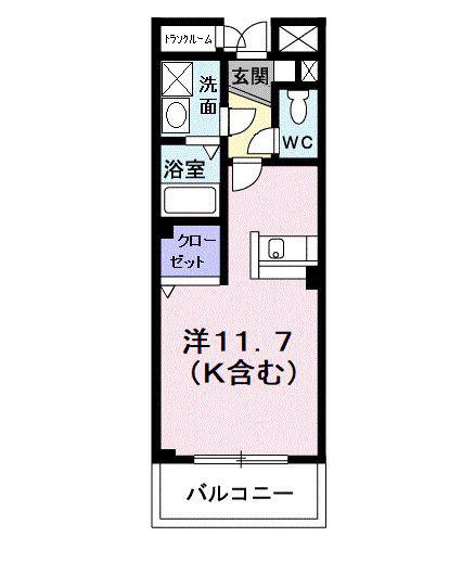 エタニティローズ(ワンルーム/2階)の間取り写真