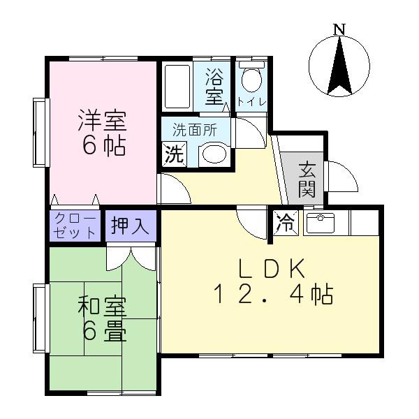 ベルクール長者原(3DK/2階)の間取り写真