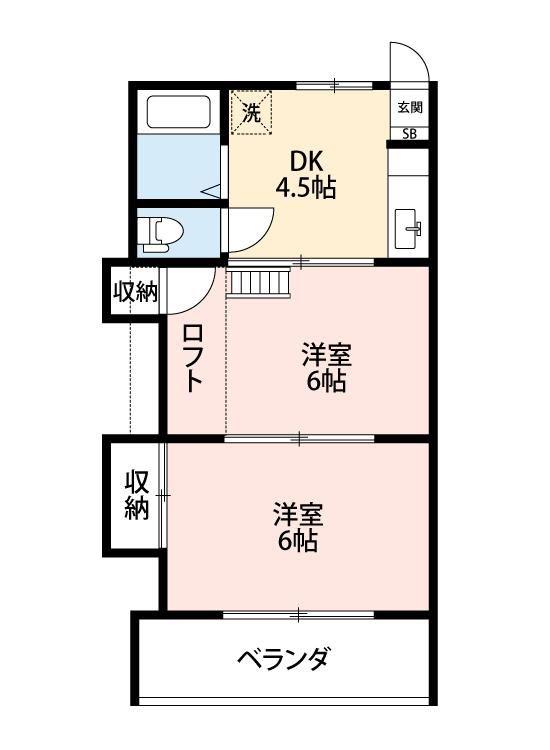 大吉アパートメント東松山(2DK/1階)の間取り写真