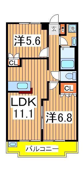 A・Hコンフォート(2LDK/1階)の間取り写真