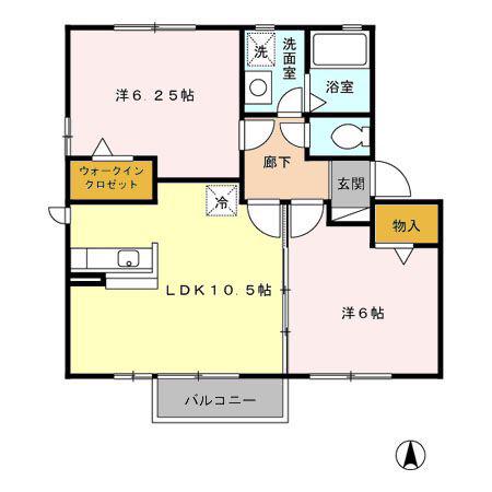 ロワールA・B(2LDK/1階)の間取り写真