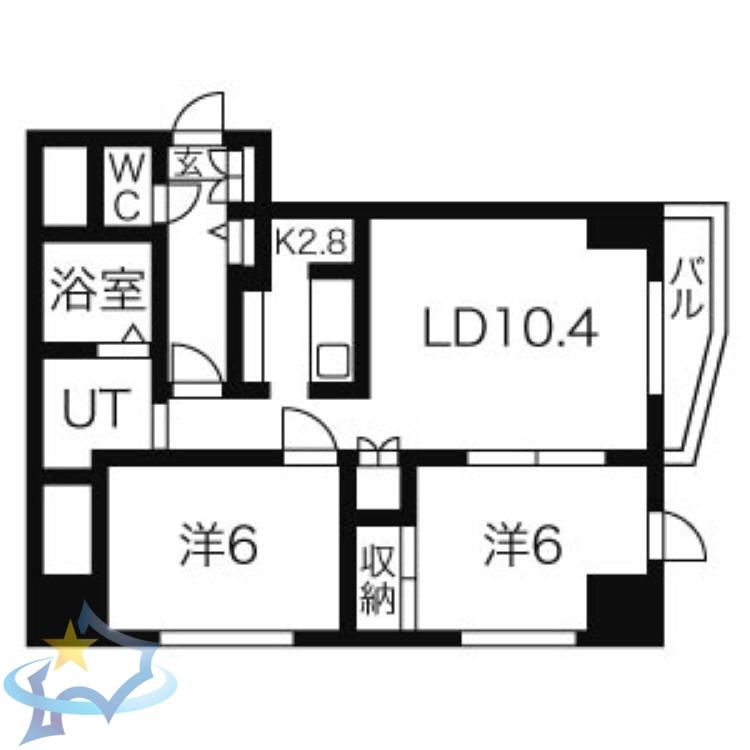 マハトゥール伏見(2LDK/9階)の間取り写真