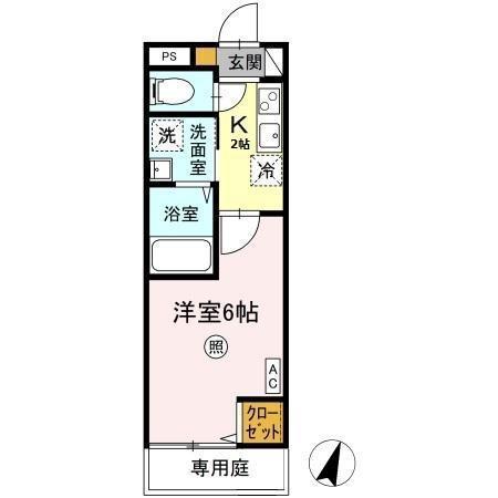 レジデンス平山(1K/1階)の間取り写真