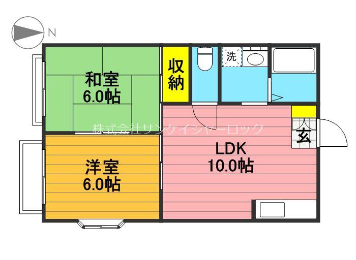 サンコート南羽衣(2DK/2階)の間取り写真