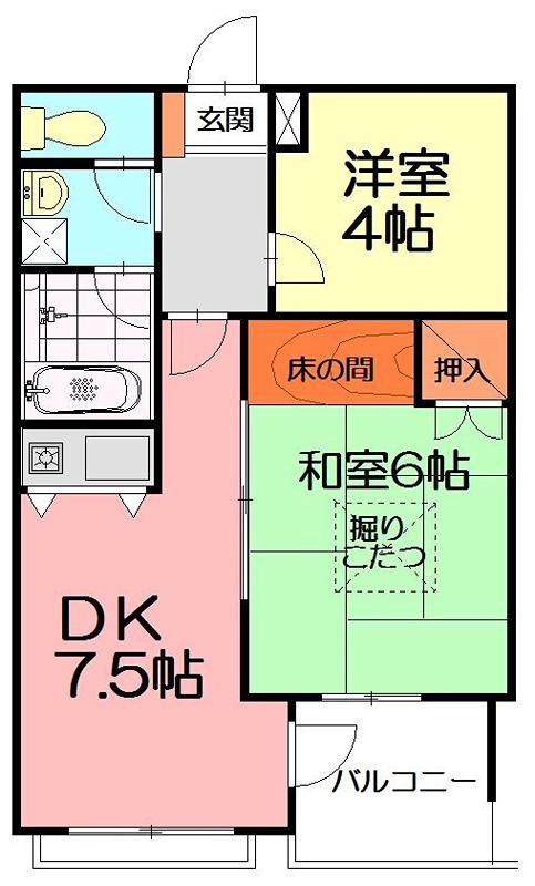 シー・アエリア(2DK/1階)の間取り写真