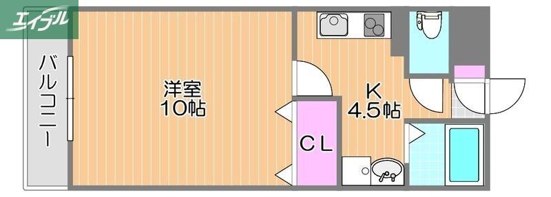 グランツ・M(1K/4階)の間取り写真