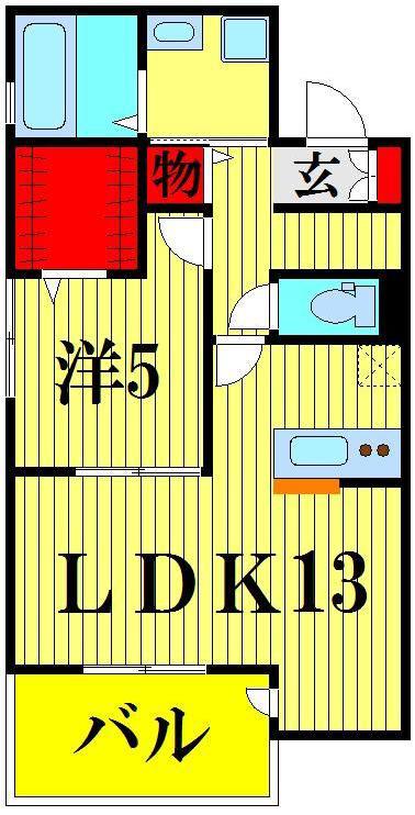 スカイパークYASHIO(1LDK/1階)の間取り写真
