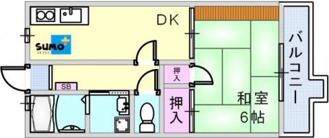 ウエルライフ片山(1DK/1階)の間取り写真