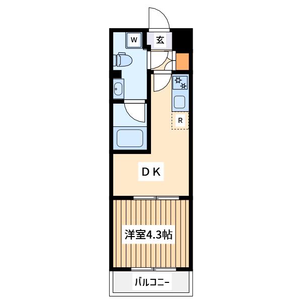 リヴシティ八王子(1DK/4階)の間取り写真
