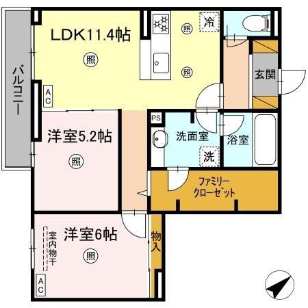 アミティエY(2LDK/2階)の間取り写真