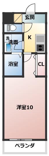 ボヌール飛高(1K/3階)の間取り写真