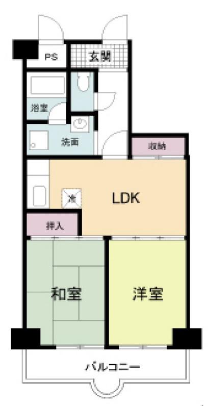 都島北通マンション(2LDK/4階)の間取り写真