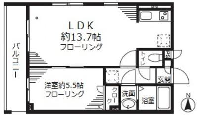 シャルマントミール(1LDK/2階)の間取り写真