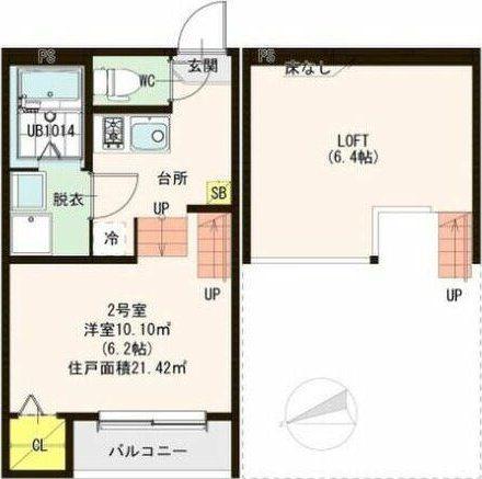 ラーゴム長町ファースト(1K/1階)の間取り写真