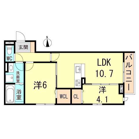 ウエスト GARDEN COURT II(2LDK/1階)の間取り写真