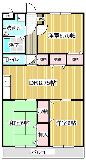 ソレーユ大海(3DK/3階)の間取り写真