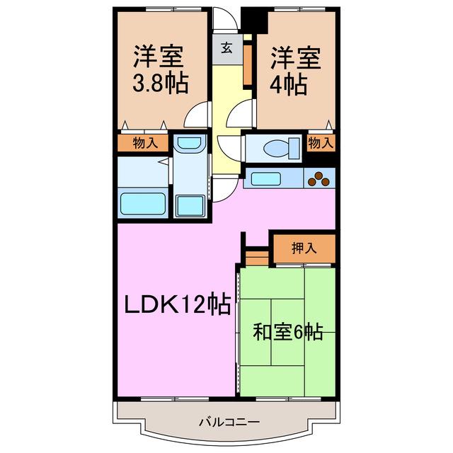 エクセリーヌ有松(3LDK/2階)の間取り写真